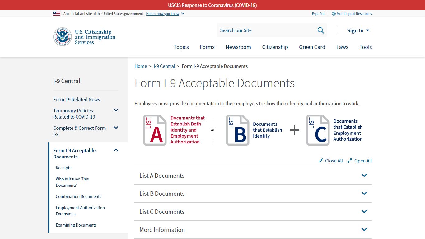 Form I-9 Acceptable Documents | USCIS